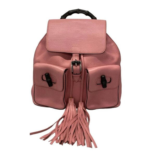 GUCCI Bamboo Pink Leather Backpack bran-663-100125 - Picture 1 of 16